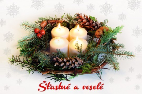 Vánoční pohlednice, přání a pozdravy - Pohlednice advent venec zima vanoce 02 
