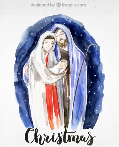 Vánoční pohlednice, přání a pozdravy - Pohlednice christmas holy family 
