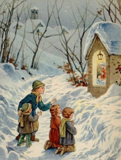 Christmas cards, wishes and greetings - Postcard deticky kaplnka 