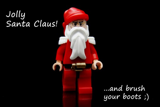 Postcard jolly Santa claus and brush your boots  - 