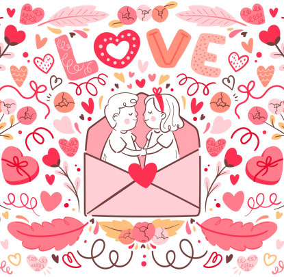 Valentýnské pohlednice, pohlednice z lásky - Pohlednice láska list 