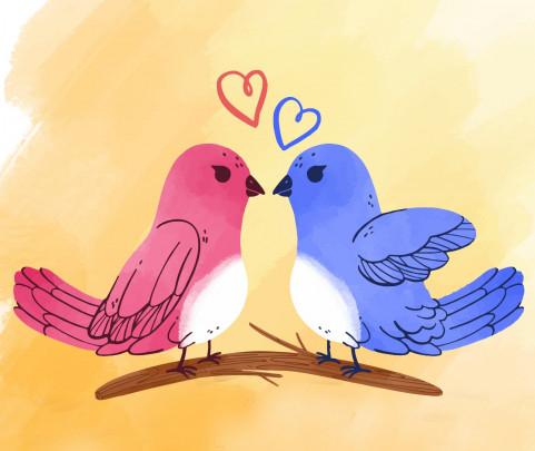 Postcard lovebirds  - 