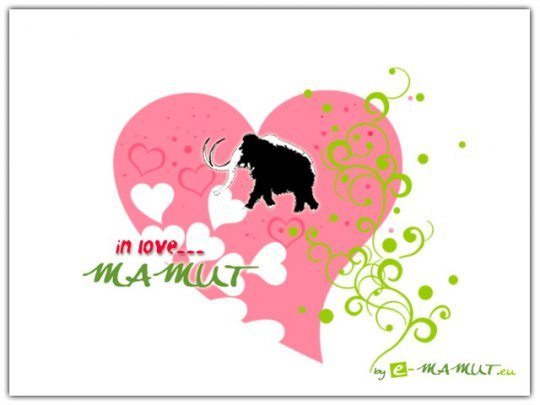 Pohlednice mamut in love  - 