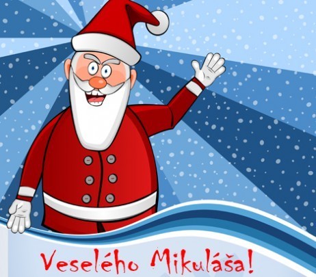 Postcard Mikuláš Santa zima sneh  - 