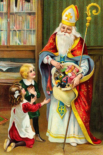 St. Nicholas Day cards, wishes and greetings - Postcard Mikuláš weihnachtsmann sanda claus 03 