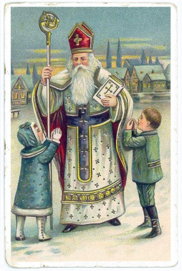 St. Nicholas Day cards, wishes and greetings - Postcard Mikuláš weihnachtsmann sanda claus 04 