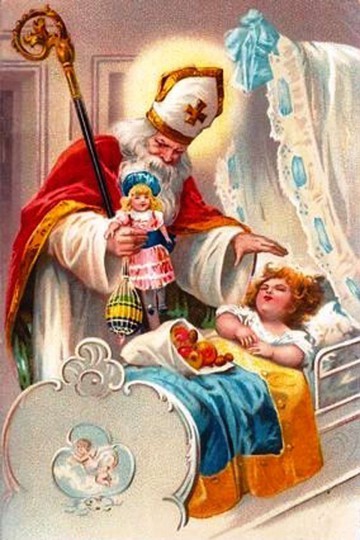 St. Nicholas Day cards, wishes and greetings - Postcard Mikuláš weihnachtsmann sanda claus 07 