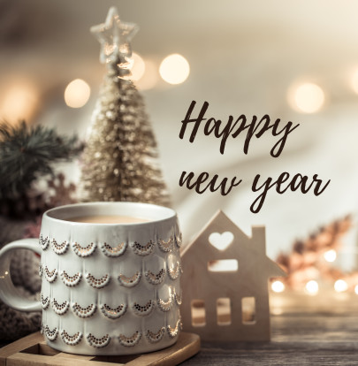 New year's cards, wishes and greetings - Postcard šťastny Nový rok domcek en 
