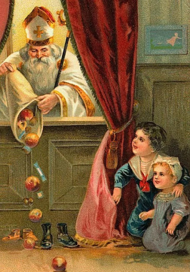 Postcard -  sv. Mikuláš s detmi 2 