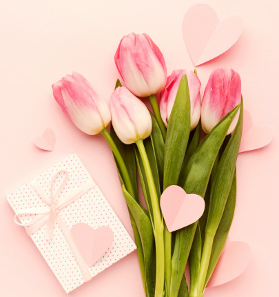 Valentýnské pohlednice, pohlednice z lásky - Pohlednice tulipany z lásky 