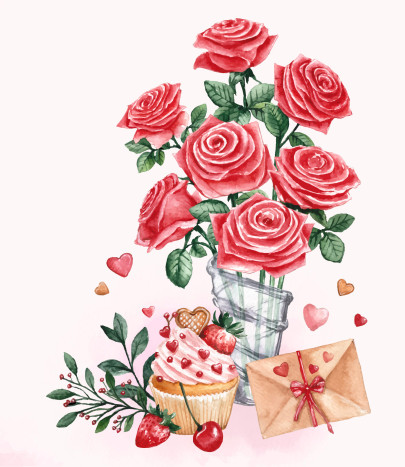 Pohľadnica -  Valentínske ruze 