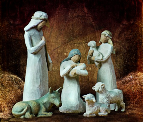 Vánoční pohlednice, přání a pozdravy - Pohlednice vanoce narozeni jeslicky zviratka 
