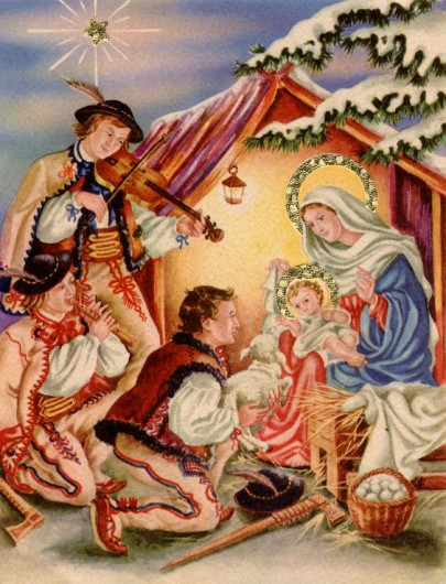 Vánoční pohlednice, přání a pozdravy - Pohlednice Vianoce gorali 