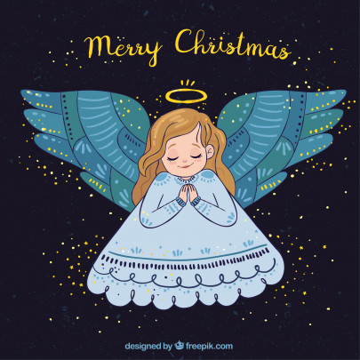 Pohľadnica -  Vianoce nezny modry anjelik 