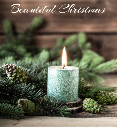 Christmas cards, wishes and greetings - Postcard Vianoce zeleny svietnik en 