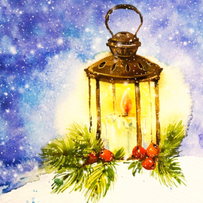 Christmas cards, wishes and greetings - Postcard vianocny svietnik 