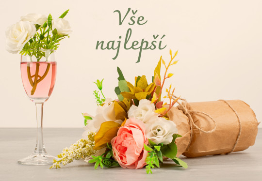 Pohlednice a blahopřání k narozeninám - Pohlednice všetko najlepšie ruzove vino cz 