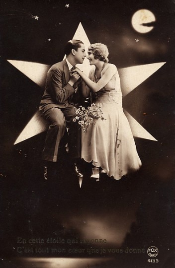 Valentínske pohľadnice, pohľadnice z lásky - Pohľadnica z lásky myslim na teba láska vintage retro 029 