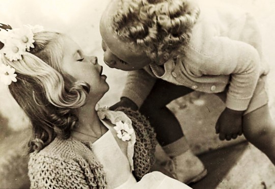 Valentýnské pohlednice, pohlednice z lásky - Pohlednice z lásky myslim na teba láska vintage retro 030 