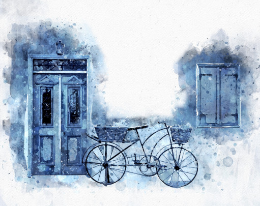 Postcard zima na bicykli  - 