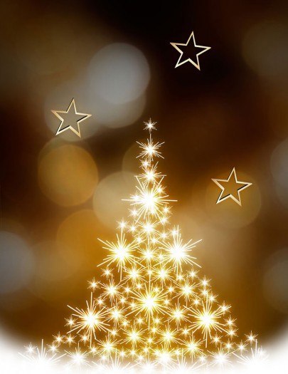 Novoroční pohlednice, přání a pozdravy - Pohlednice zlaty vanocni stromecek vanoce 